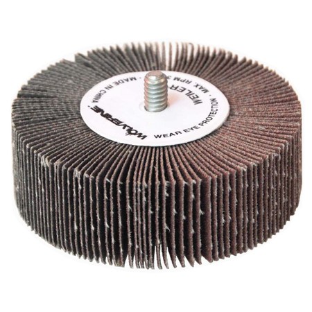 WEILER 3" x 1" x 60AO Coated Abrasive Flap Wheel, 1/4-20 Threaded Stem 30735